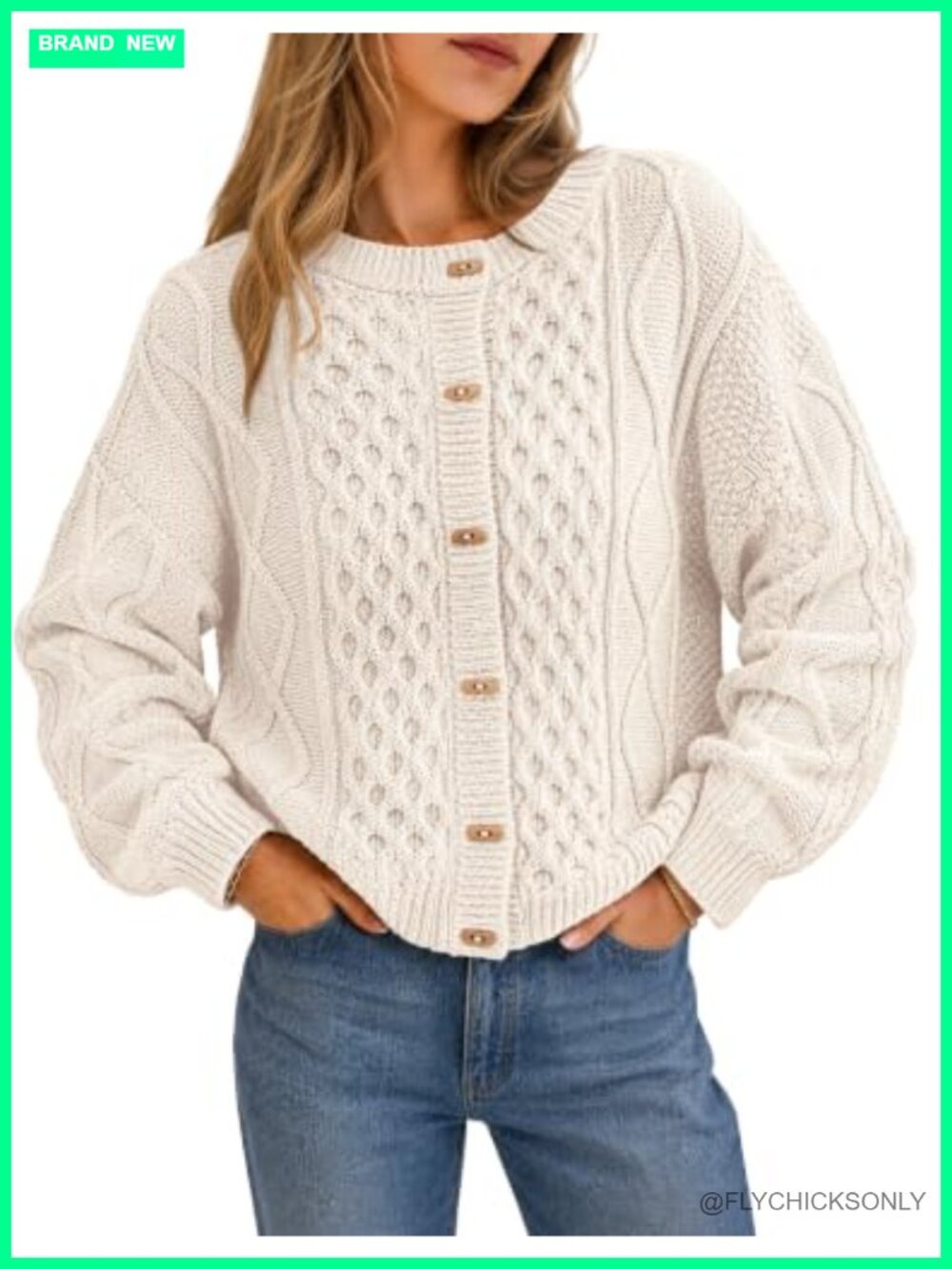 Chunky Cable Knit Cardigan Sweater Women Long Sleeve Button Up Trendy Cozy Fall